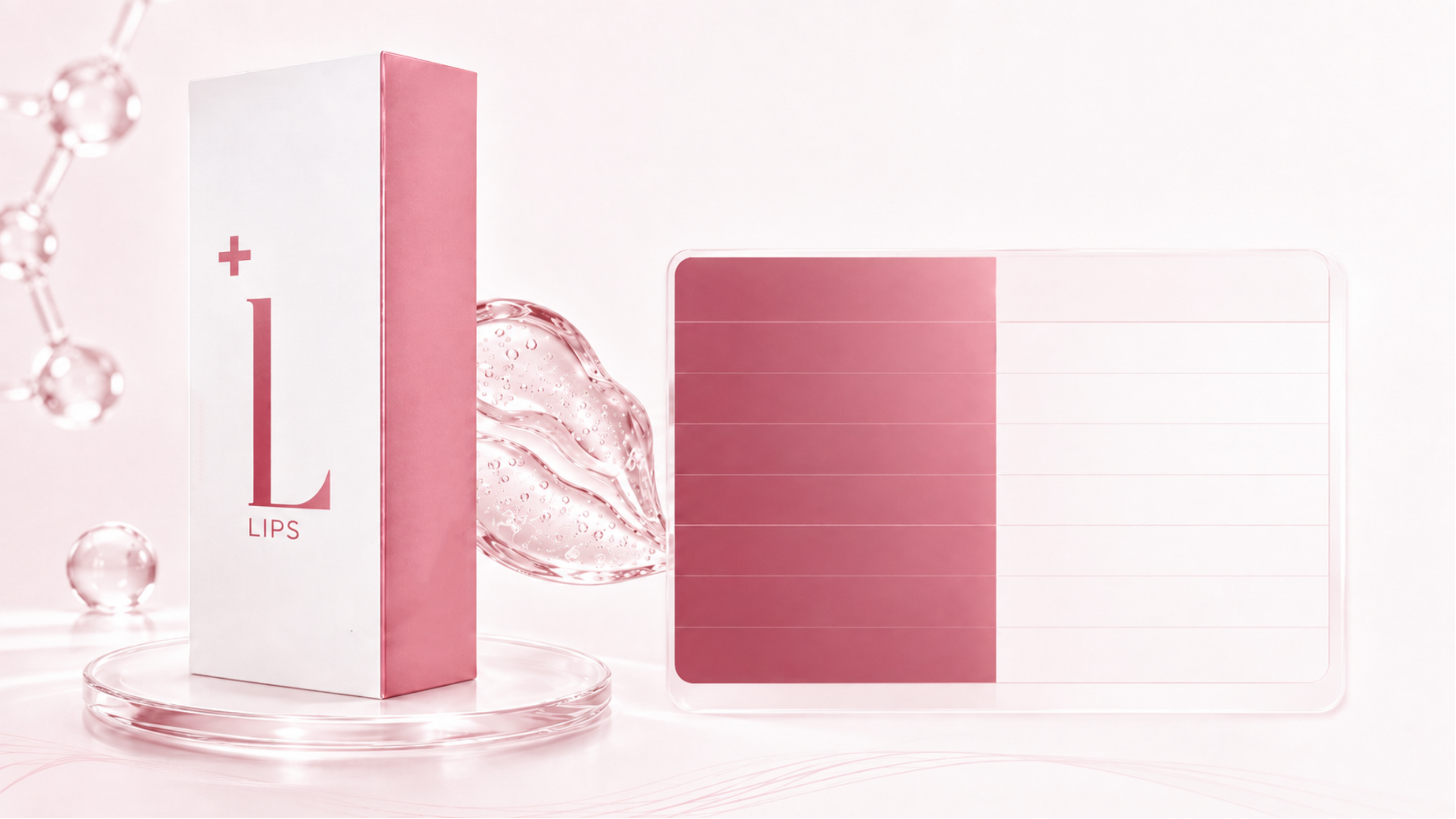 HYAMAX Lips product box, gel texture and features panel